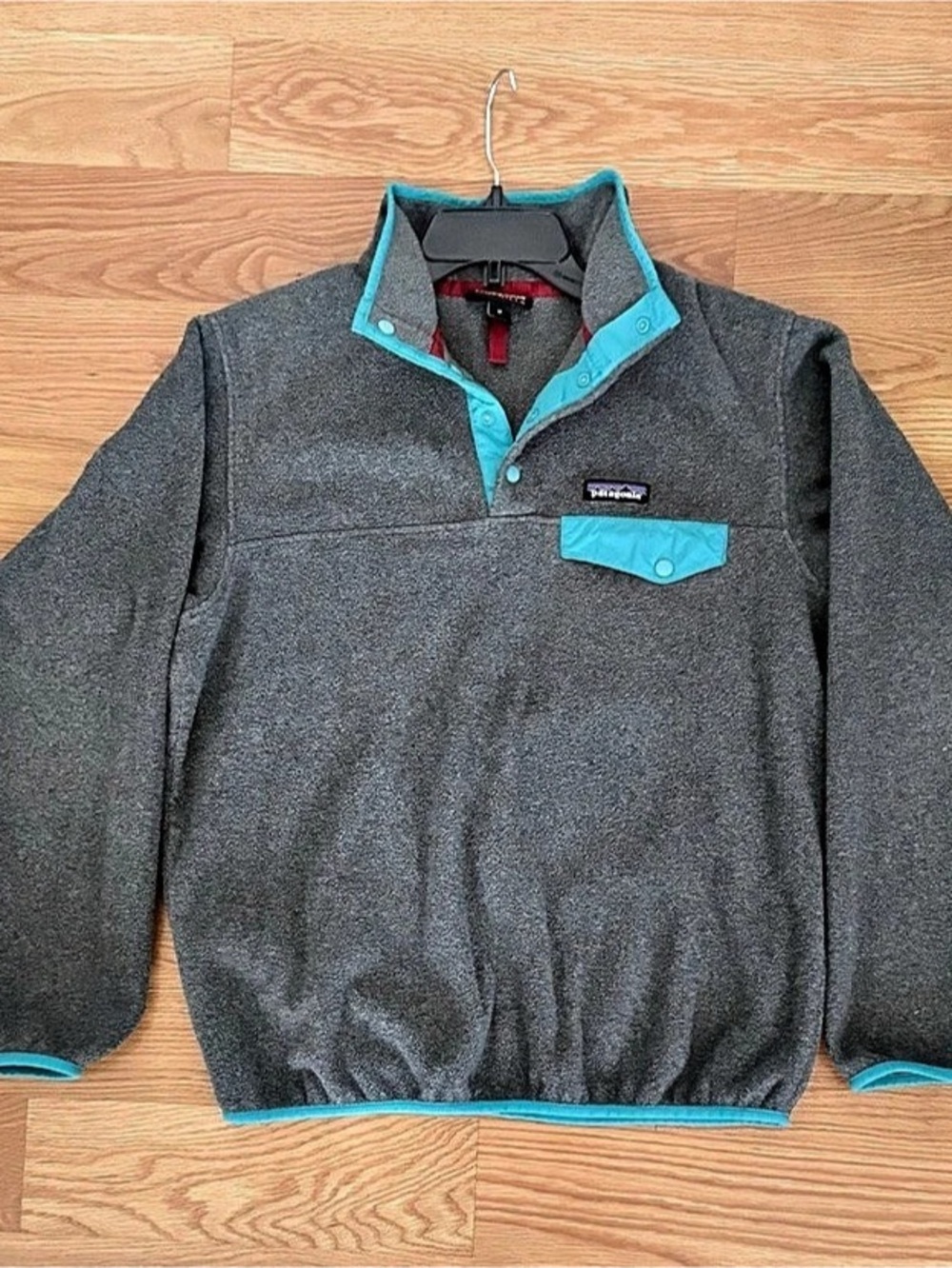 Patagonia Synchilla Snap-T Pullover Gray & Blue/Teal/Turquoise
